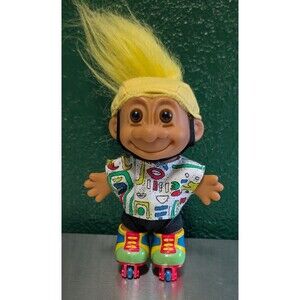 Russ Rollerblading Troll with Yellow Hair Vintage